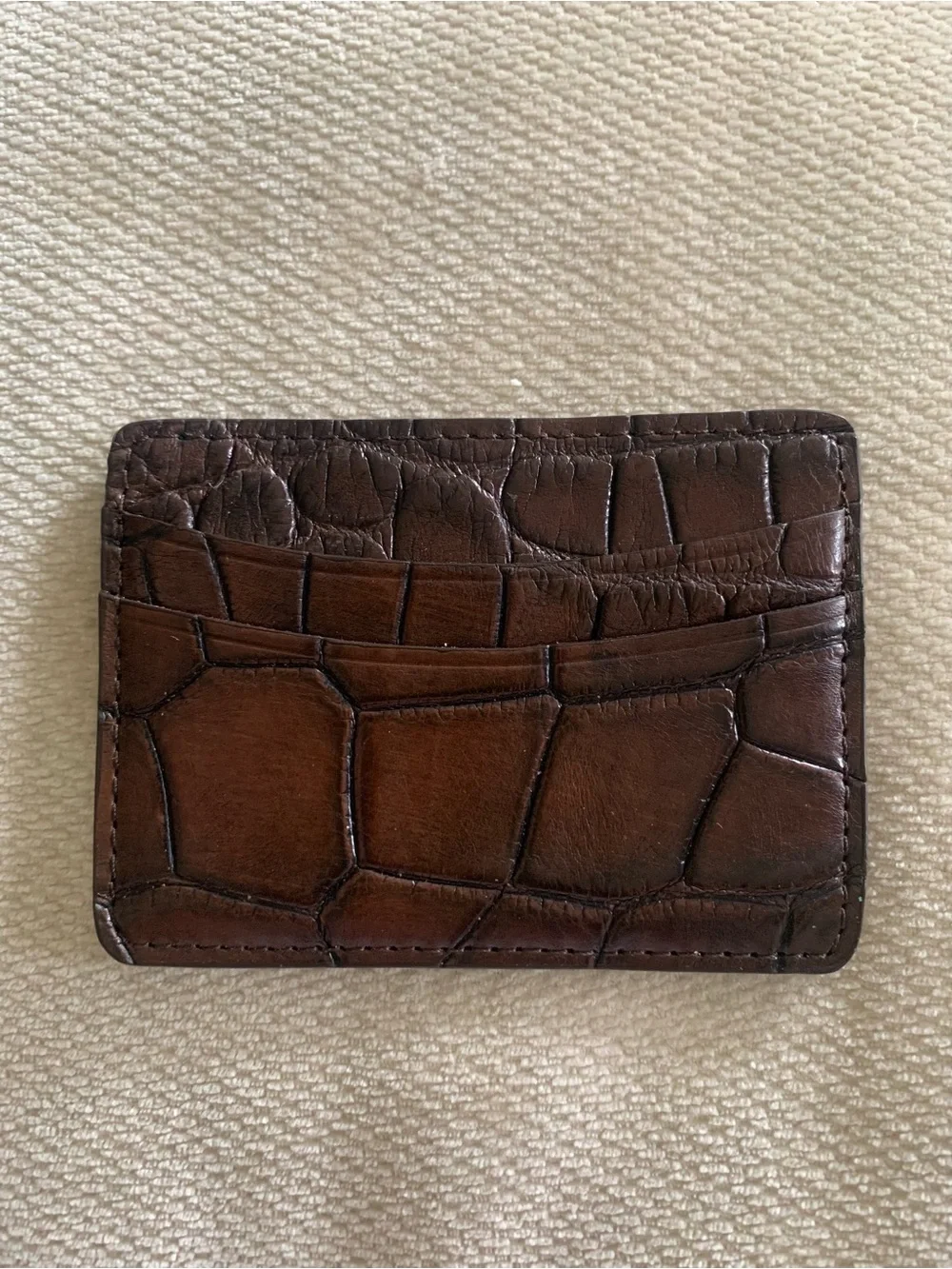 Made in USA Genuine Brown Matte Alligator Leather 5 Pocket Card Case Exotic 2